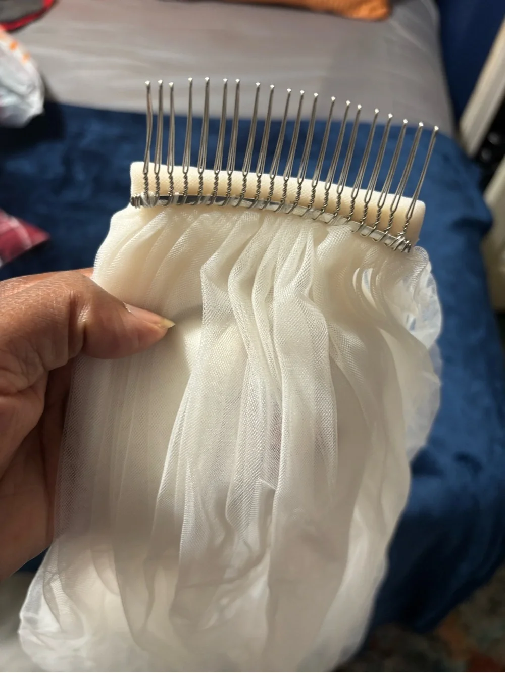 Ivory Bridal Veil Hair Comb with Tulle